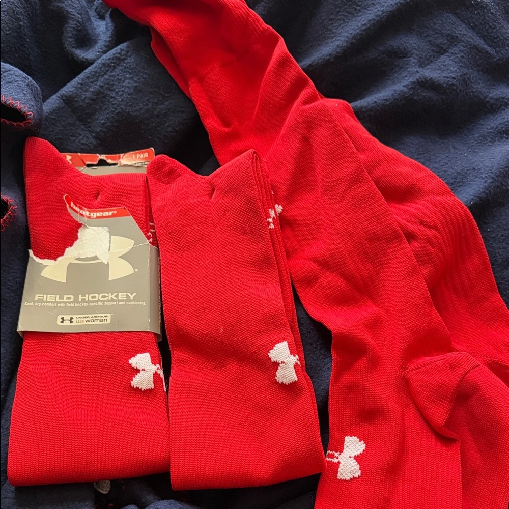 New Under Armour field hockey Vibrant Red long socks